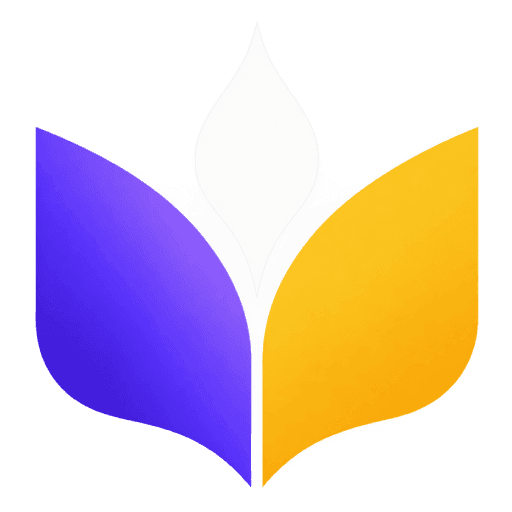 The GracePad mark: a white flame between a purple and a gold leaf, on a dark background.