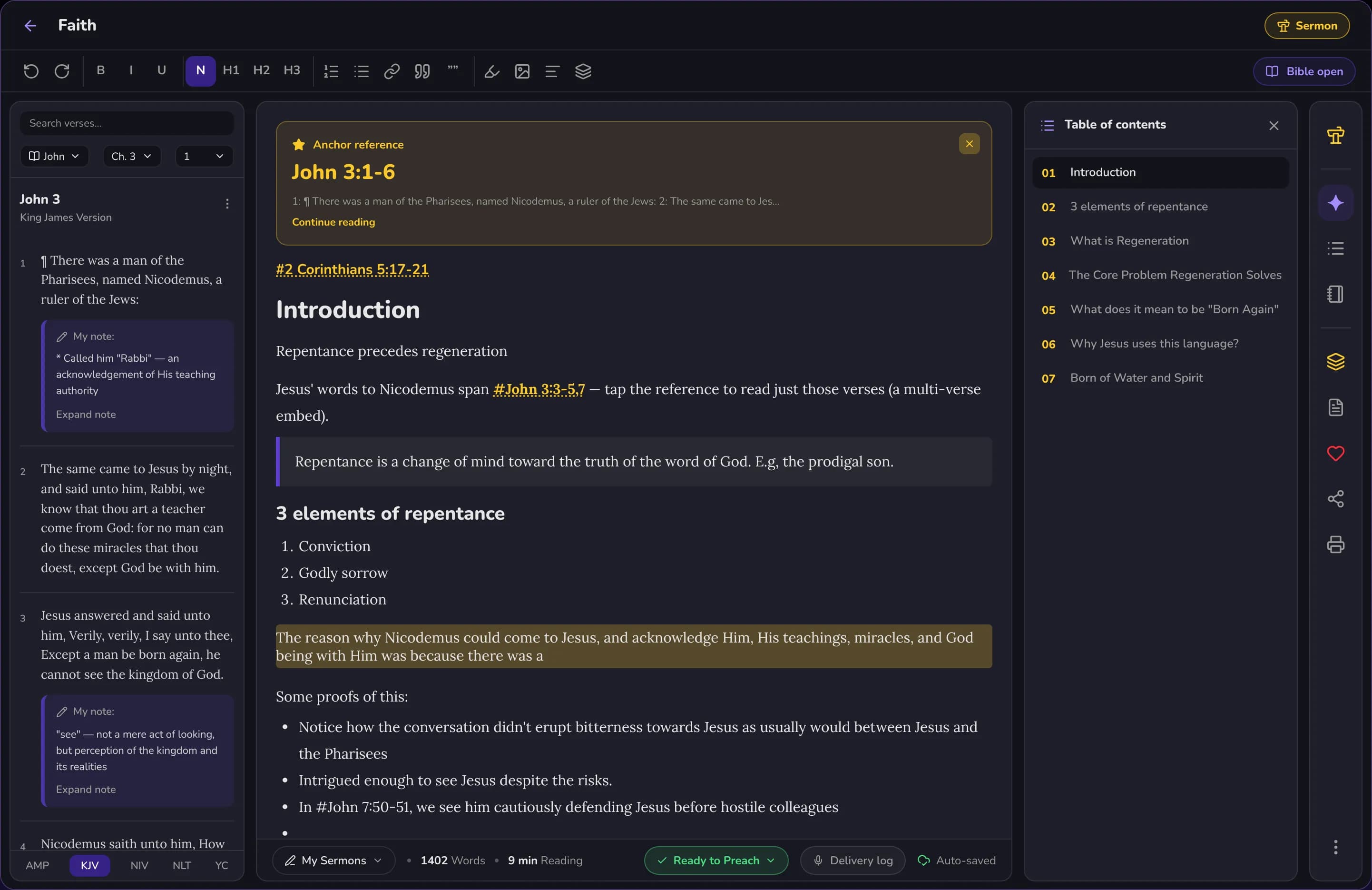The GracePad notes editor
