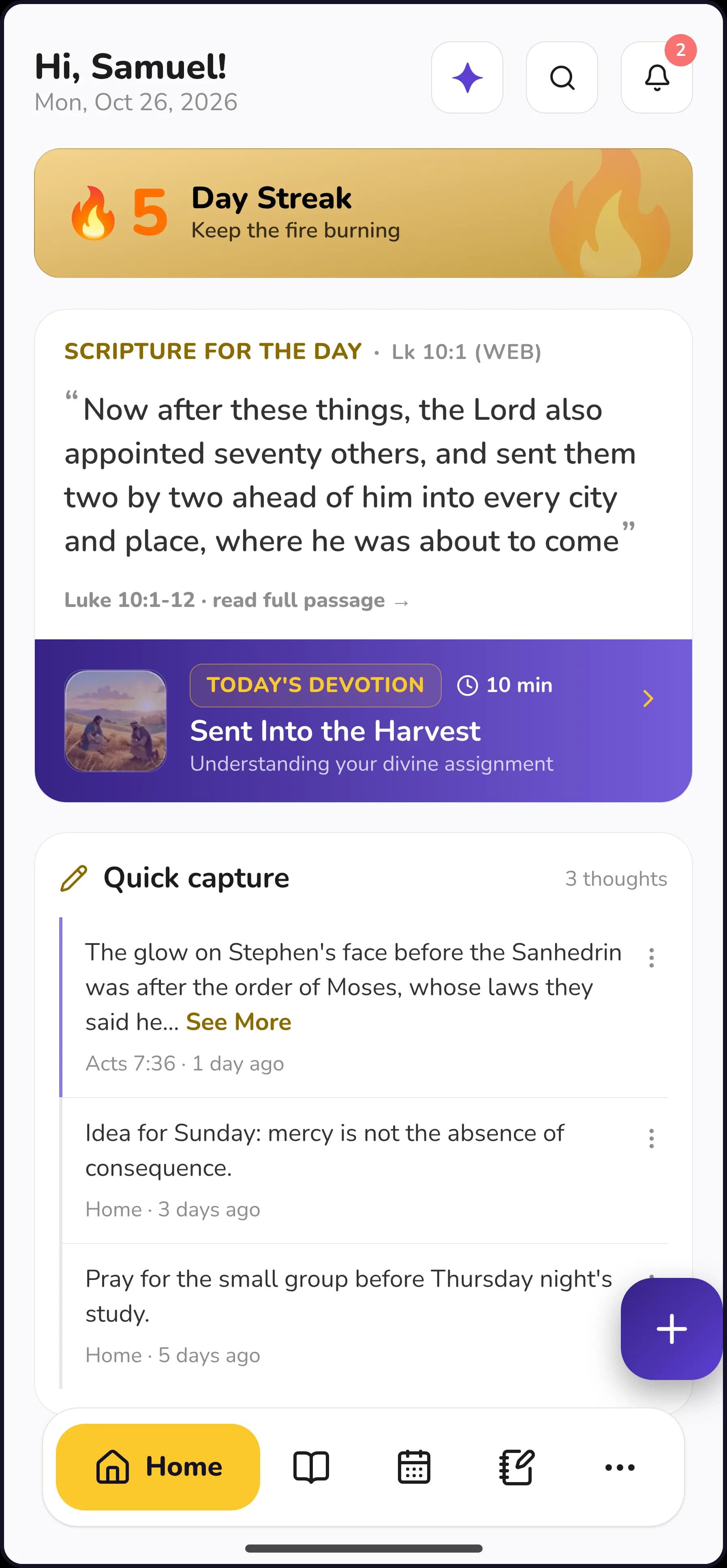 The GracePad home screen on a phone