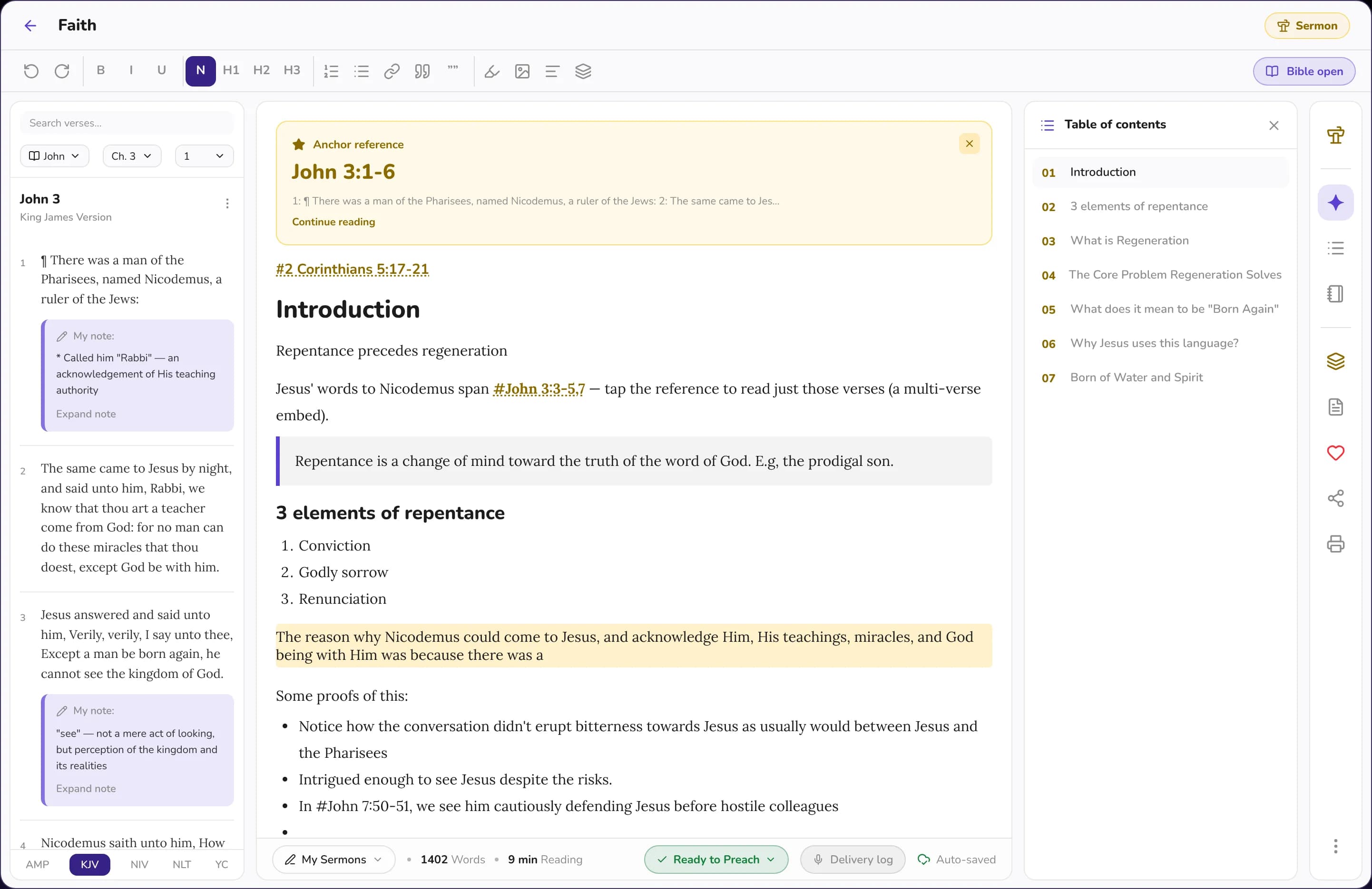 The GracePad notes editor